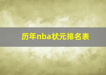 历年nba状元排名表