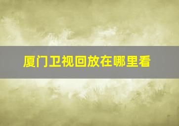 厦门卫视回放在哪里看