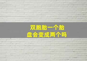 双胞胎一个胎盘会变成两个吗