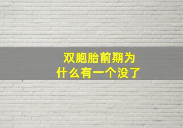 双胞胎前期为什么有一个没了