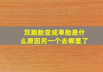 双胞胎变成单胎是什么原因另一个去哪里了