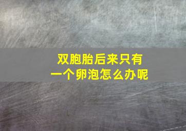 双胞胎后来只有一个卵泡怎么办呢