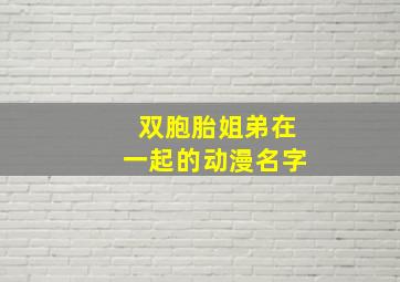 双胞胎姐弟在一起的动漫名字