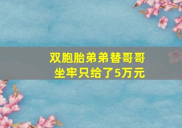 双胞胎弟弟替哥哥坐牢只给了5万元