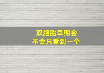 双胞胎早期会不会只看到一个