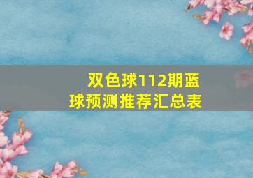 双色球112期蓝球预测推荐汇总表