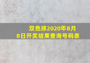 双色球2020年8月8日开奖结果查询号码表