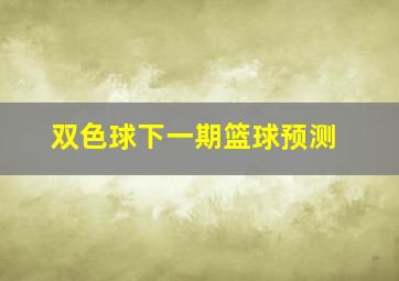 双色球下一期篮球预测