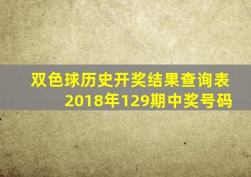 双色球历史开奖结果查询表2018年129期中奖号码