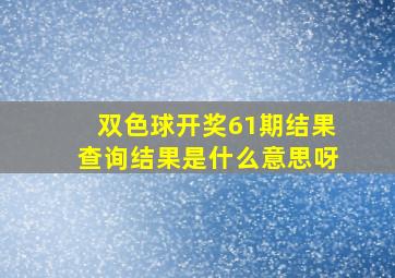 双色球开奖61期结果查询结果是什么意思呀