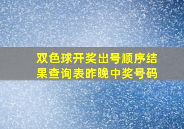 双色球开奖出号顺序结果查询表昨晚中奖号码