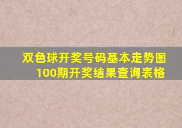 双色球开奖号码基本走势图100期开奖结果查询表格