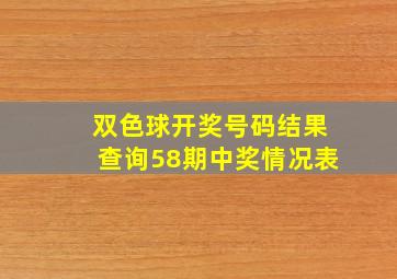 双色球开奖号码结果查询58期中奖情况表