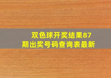 双色球开奖结果87期出奖号码查询表最新