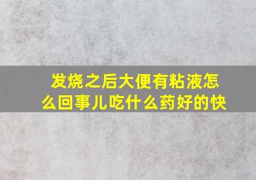 发烧之后大便有粘液怎么回事儿吃什么药好的快