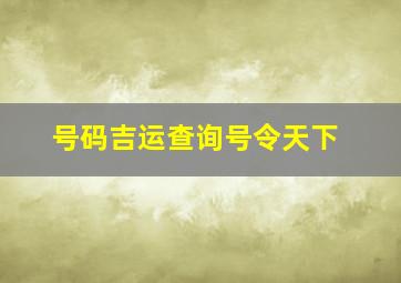 号码吉运查询号令天下