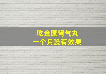 吃金匮肾气丸一个月没有效果