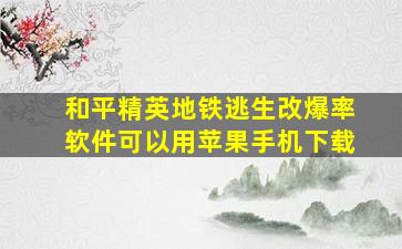 和平精英地铁逃生改爆率软件可以用苹果手机下载