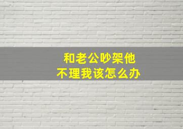 和老公吵架他不理我该怎么办