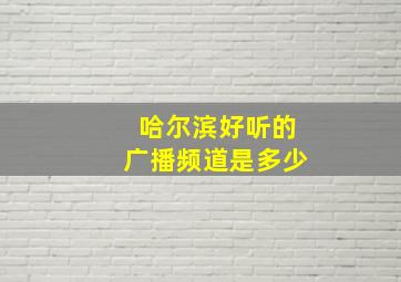 哈尔滨好听的广播频道是多少