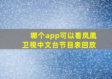 哪个app可以看凤凰卫视中文台节目表回放