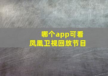 哪个app可看凤凰卫视回放节目