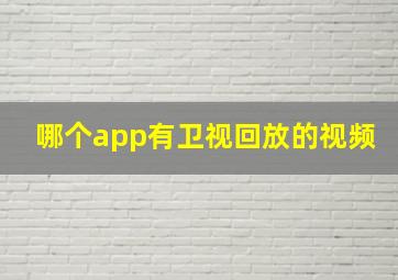 哪个app有卫视回放的视频