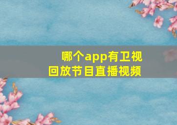 哪个app有卫视回放节目直播视频