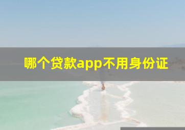 哪个贷款app不用身份证