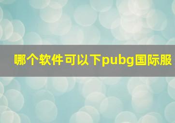 哪个软件可以下pubg国际服