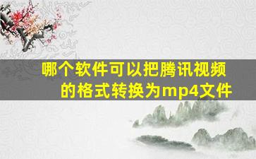 哪个软件可以把腾讯视频的格式转换为mp4文件