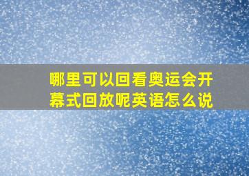 哪里可以回看奥运会开幕式回放呢英语怎么说