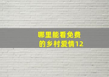 哪里能看免费的乡村爱情12