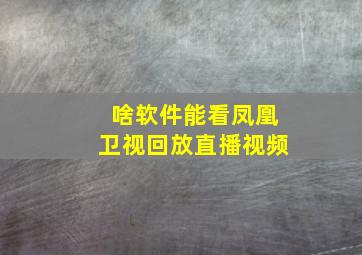 啥软件能看凤凰卫视回放直播视频