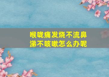 喉咙痛发烧不流鼻涕不咳嗽怎么办呢