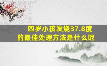 四岁小孩发烧37.8度的最佳处理方法是什么呢