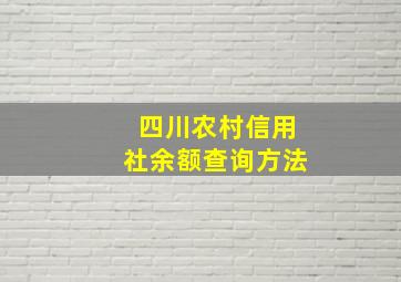 四川农村信用社余额查询方法