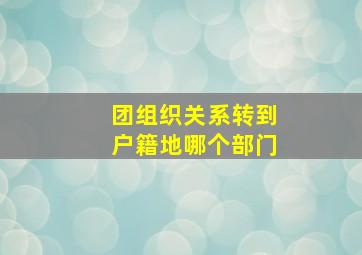 团组织关系转到户籍地哪个部门