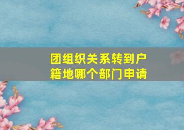 团组织关系转到户籍地哪个部门申请