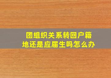 团组织关系转回户籍地还是应届生吗怎么办