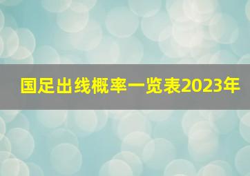 国足出线概率一览表2023年