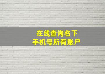 在线查询名下手机号所有账户