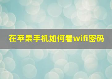 在苹果手机如何看wifi密码