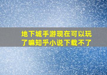 地下城手游现在可以玩了嘛知乎小说下载不了