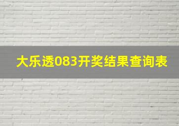 大乐透083开奖结果查询表