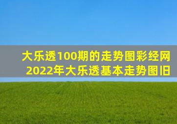 大乐透100期的走势图彩经网2022年大乐透基本走势图旧