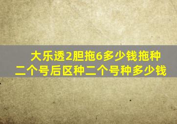 大乐透2胆拖6多少钱拖种二个号后区种二个号种多少钱