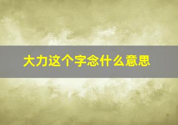 大力这个字念什么意思