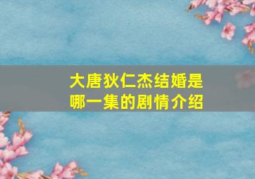 大唐狄仁杰结婚是哪一集的剧情介绍