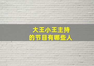 大王小王主持的节目有哪些人